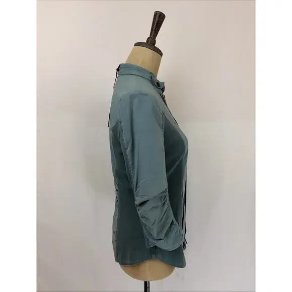 NWT XCVI wearables "Janet" Green 3/4 Sleeve Ruched Jacket #0659 Size XS - Picture 5 of 8